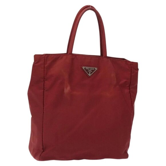 PRADA Hand Bag Nylon Red Silver Auth ti3144 - Picture 1 of 16